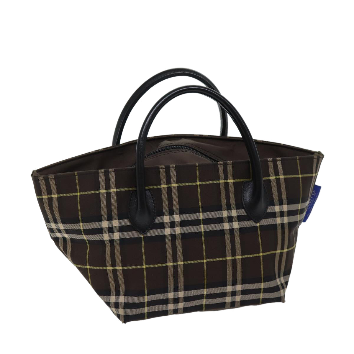 Burberry Luxury ss Nova Check Label Hand Bag Auth Nylon Brown Blue Travel Bag