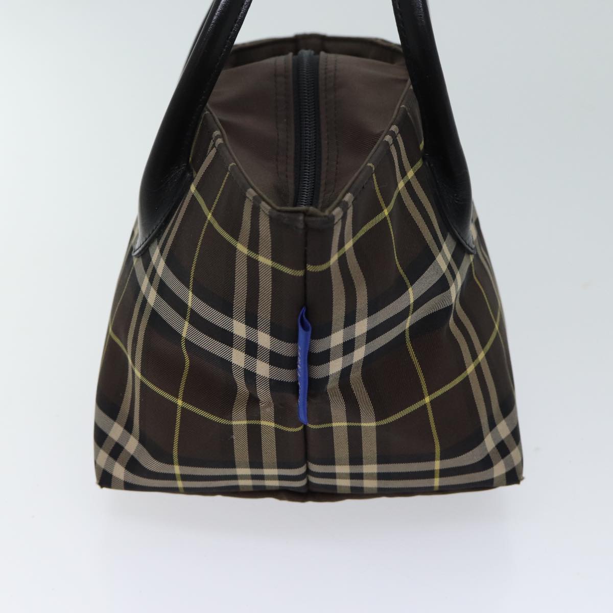 Burberry Luxury ss Nova Check Label Hand Bag Auth Nylon Brown Blue Travel Bag