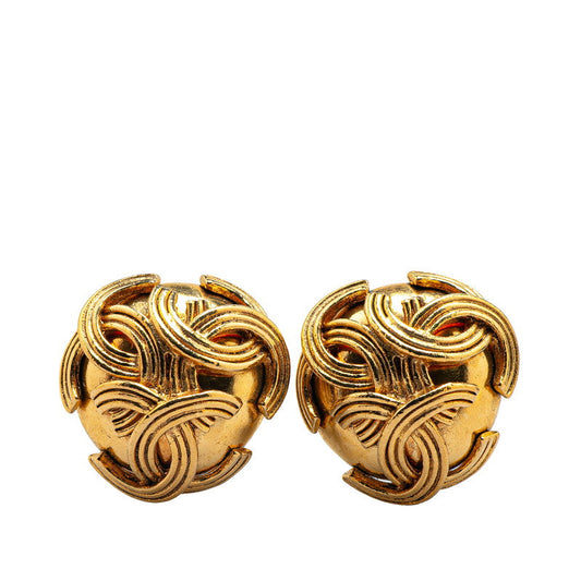 Chanel Gold Plated Coco Mark Mizuhiki Motif Earrings Jewelry