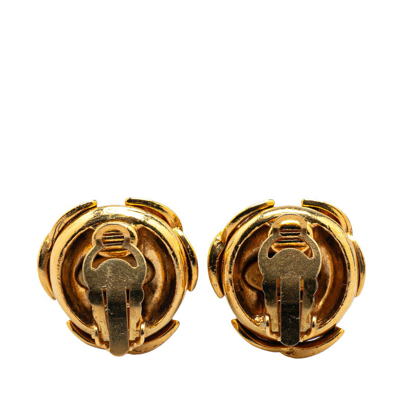 Chanel Gold Plated Coco Mark Mizuhiki Motif Earrings Jewelry