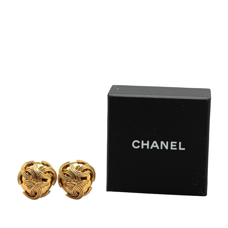 Chanel Gold Plated Coco Mark Mizuhiki Motif Earrings Jewelry