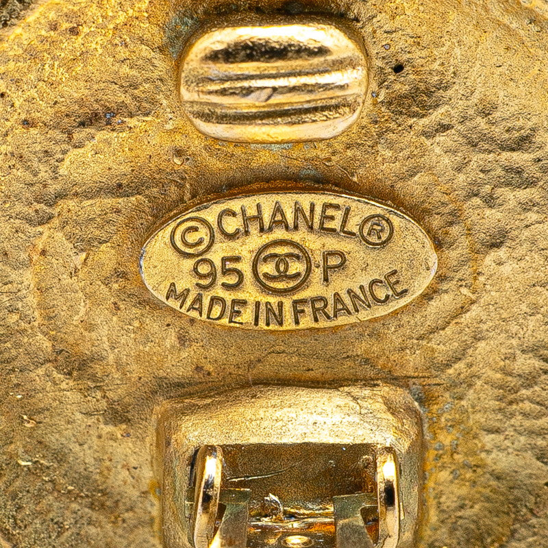 Chanel Gold Plated Coco Mark Round Earrings Jewelry