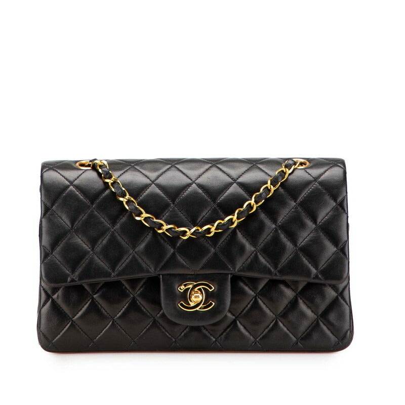 Matelasse Coco Mark W Flap Lambskin Shoulder Bag Signature