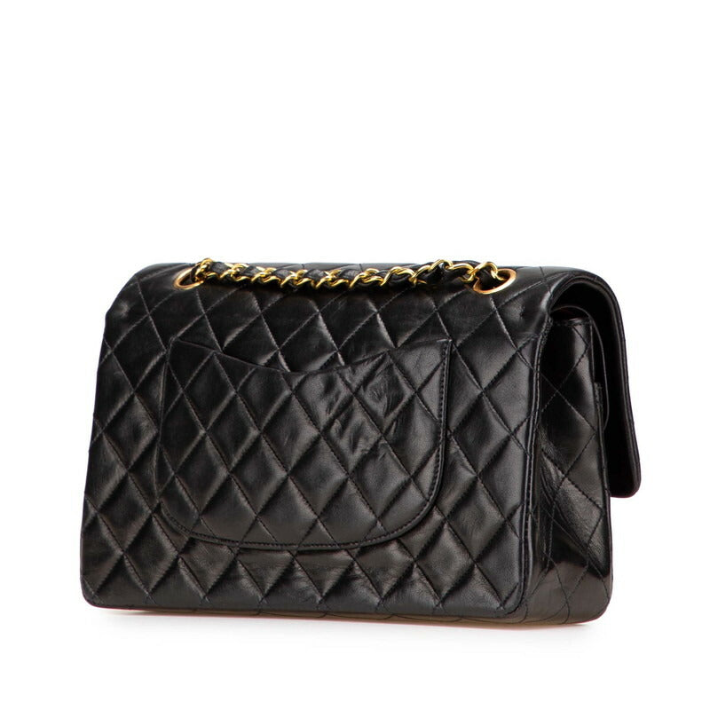 Matelasse Coco Mark W Flap Lambskin Shoulder Bag Signature