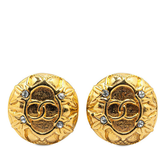 Coco Mark Earrings Jewelry Rhinestone Gold