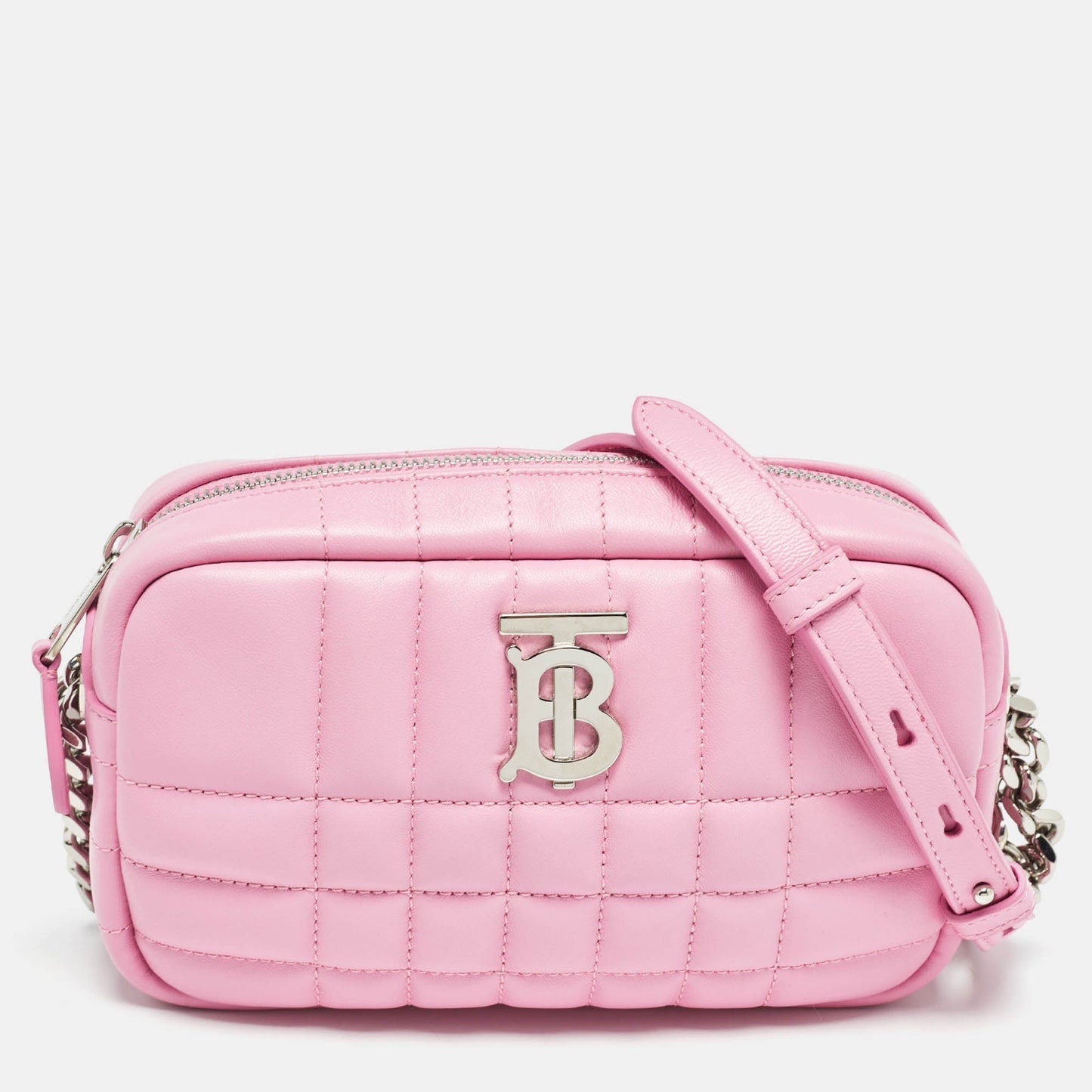 Burberry Luxury Lola Camera Bag Leather Quilted Pink Travel Bag
