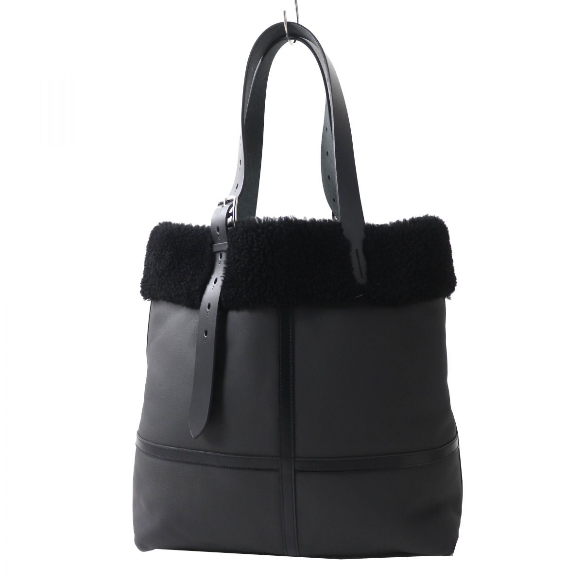Hermes Tote Bag Taurillon Clemence Cristobal Black
