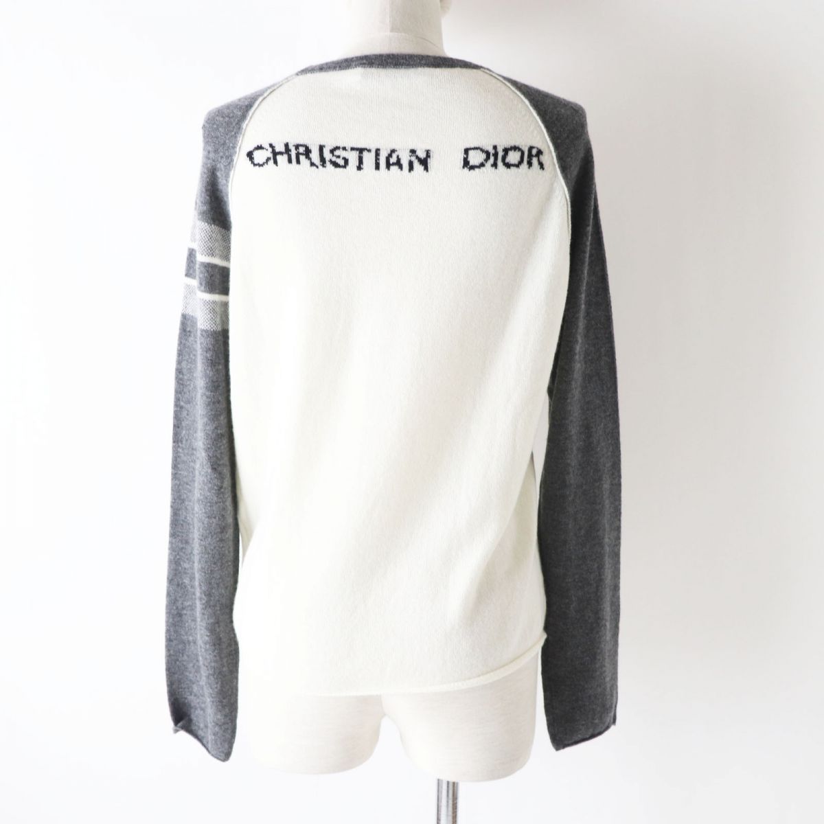 Dior Christian Knit Main: % Cashmere Gray X White Red Travel Bag