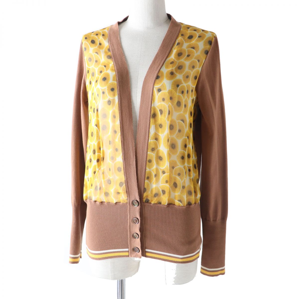 Cardigan Part: Silk, Part: Cotton X Yellow Brown Travel Bag
