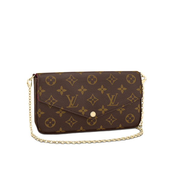 Louis Vuitton M61276 ChainShoulder strap Pochette Felice Monogram Leather Canvas Brown Shoulder Bag