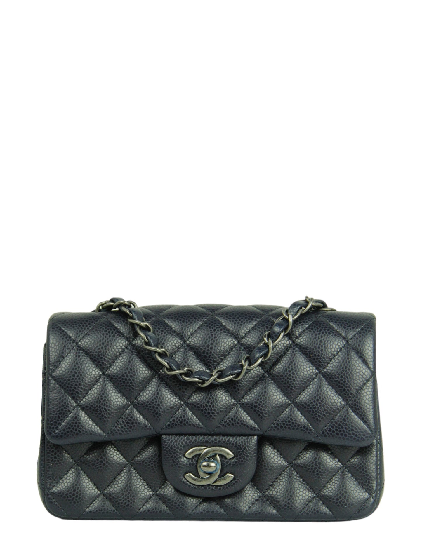 Chanel Dark Navy Caviar Rectangular Mini Flap Bag