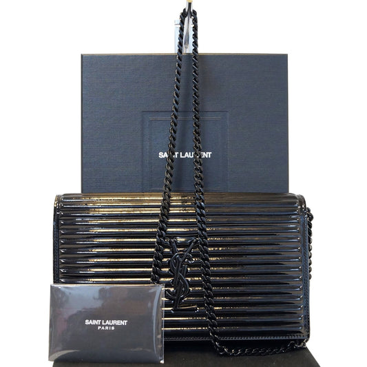 YSL Saint Laurent Saint Opium Wallet Crossbody Bag Black Chain