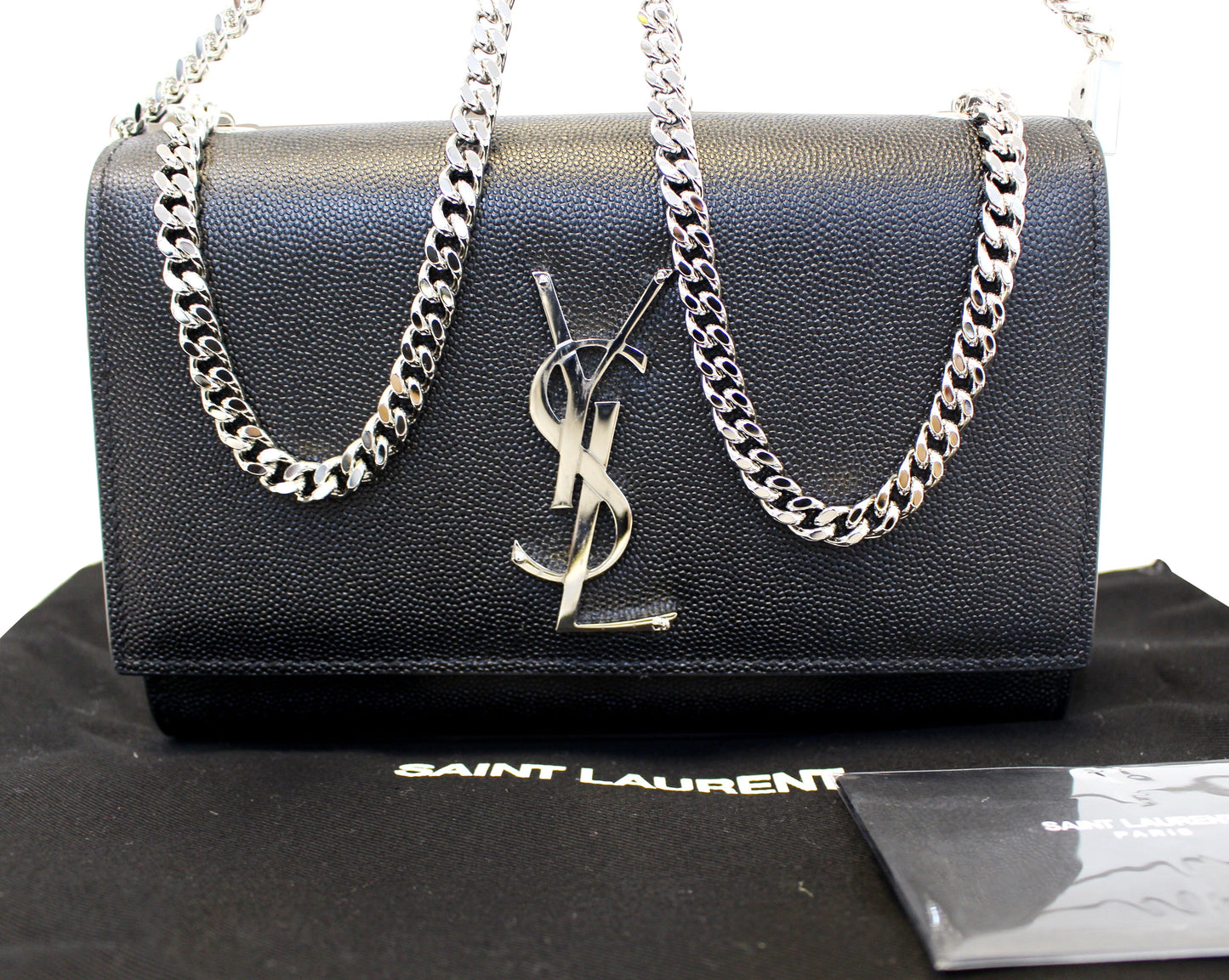 YSL Saint Laurent Saint Kate Chain Clutch Crossbody Bag Leather Black Bag E4785