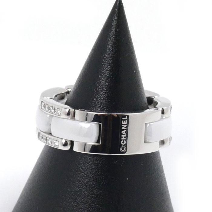 Chanel Ultra Collection White Gold White Ceramic Ring Size 14.5
