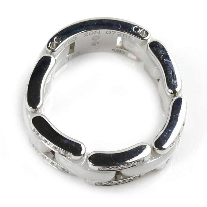 Chanel Ultra Collection White Gold White Ceramic Ring Size 14.5
