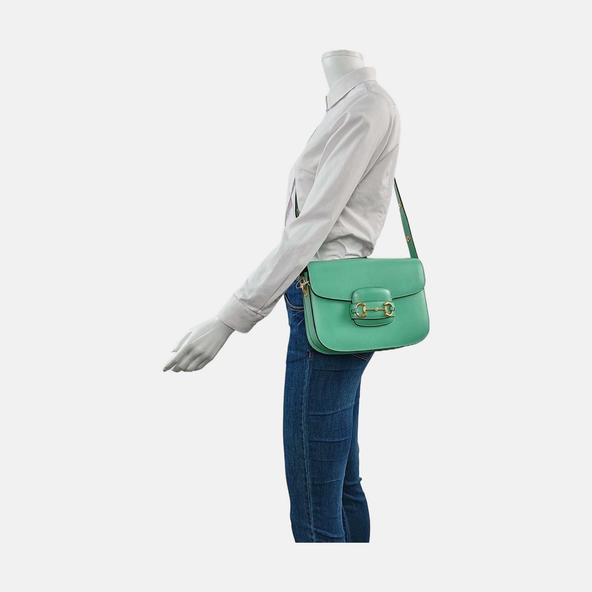 Gucci Horsebit Leather Green Small Crossbody Bag