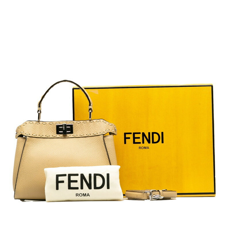 Fendi Peekaboo Selleria 2Way Bag Leather Mini Travel Bag