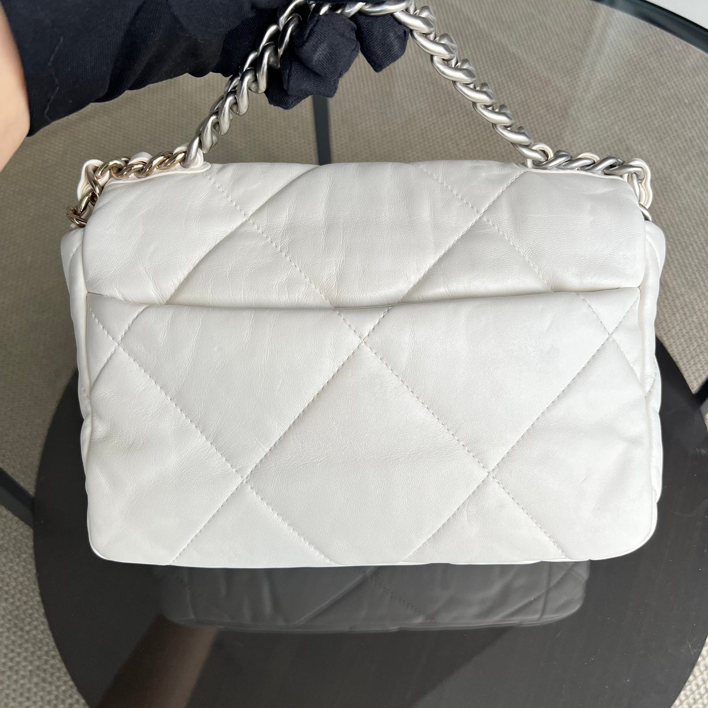 *Microchip* Chanel C19 Small 19 Bag Quilted Goatskin Two-Tone Hardware Microchipped