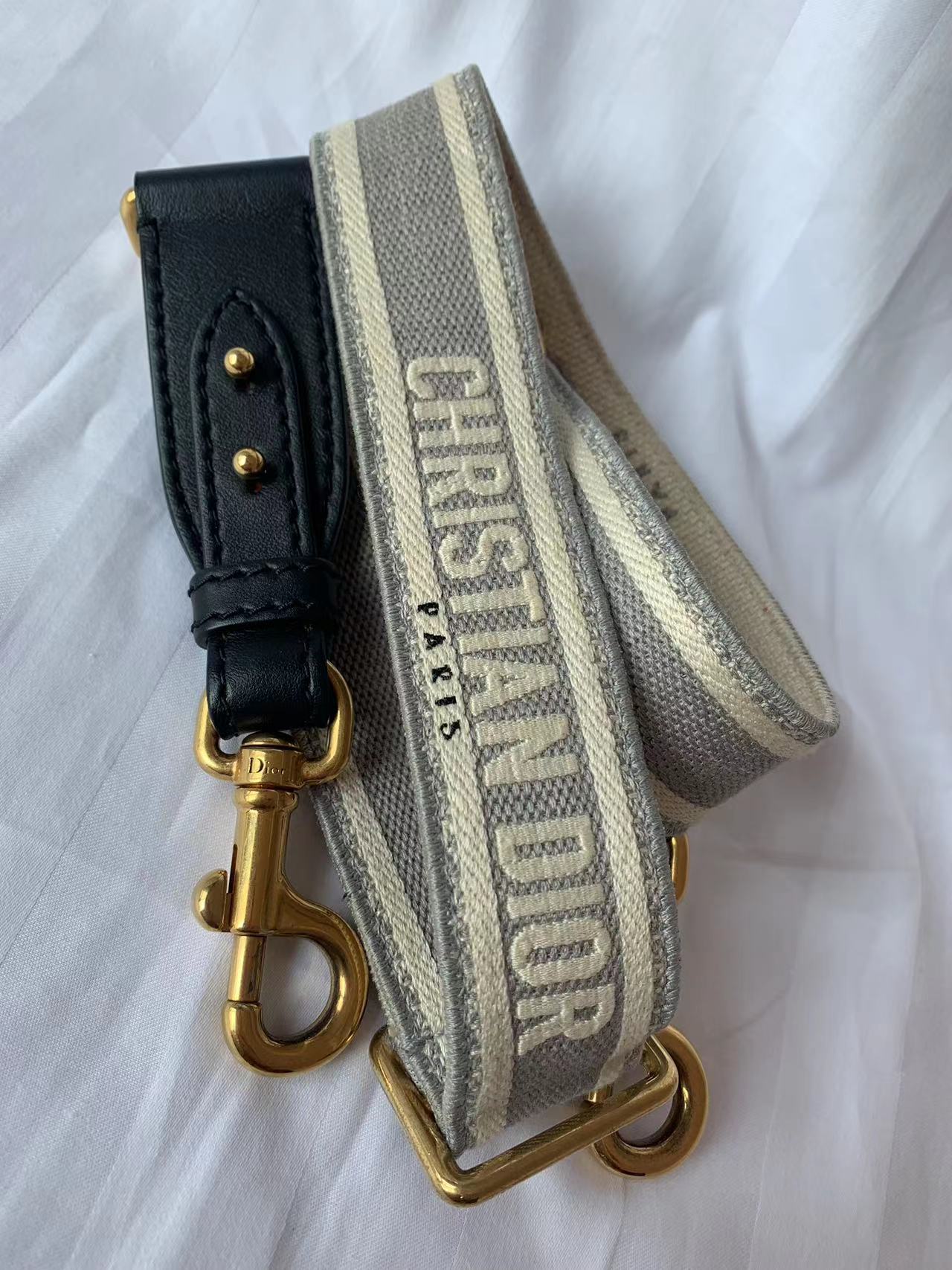 Dior Strap Grey With Embroidery Handbag Canvas Logo Travel Bag
