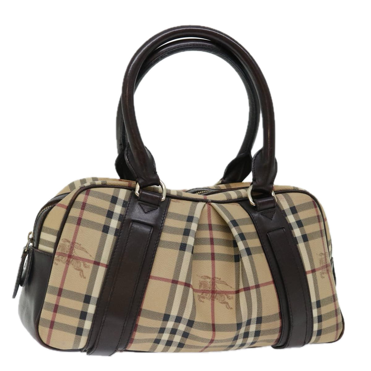 Burberry Luxury Nova Check Hand Bag Pvc Auth Mr098 Beige Travel Bag