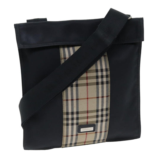 Burberry Luxury Nova Check Shoulder Bag Auth Mr272 Nylon Black Beige