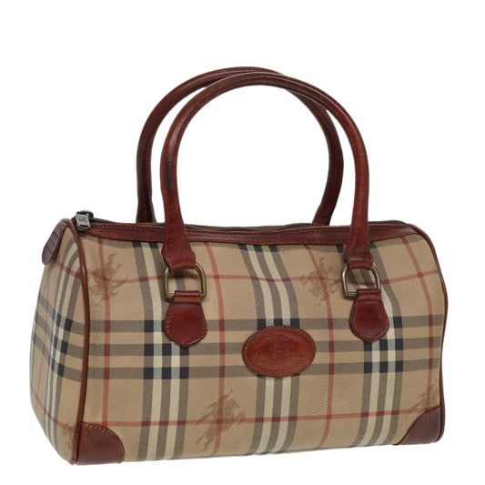Burberry Luxury ss Nova Check Hand Bag Pvc Auth Leather Beige Travel Bag