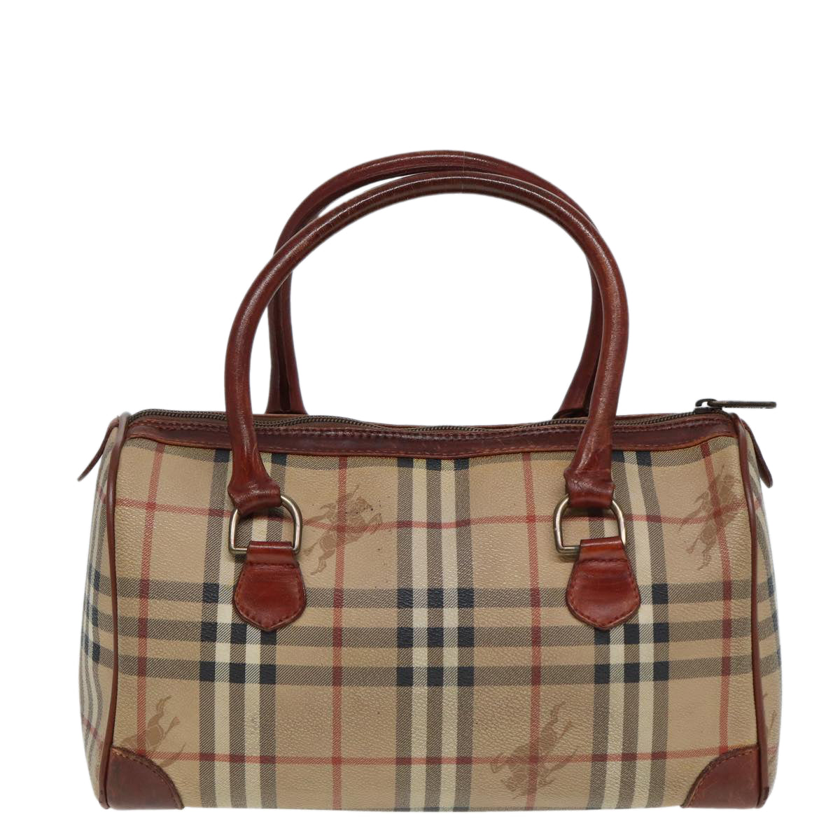 Burberry Luxury ss Nova Check Hand Bag Pvc Auth Leather Beige Travel Bag