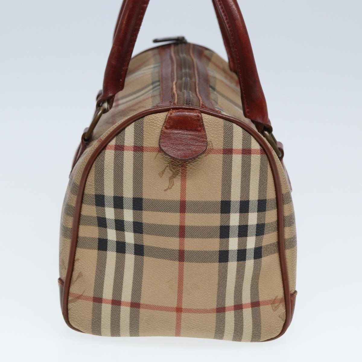 Burberry Luxury ss Nova Check Hand Bag Pvc Auth Leather Beige Travel Bag