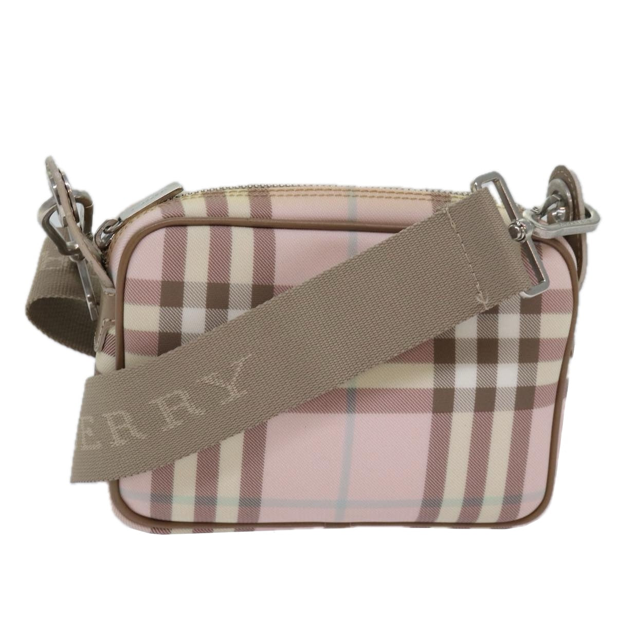 Burberry Luxury Nova Check Shoulder Bag Coated Auth Mr285 Canvas Pink