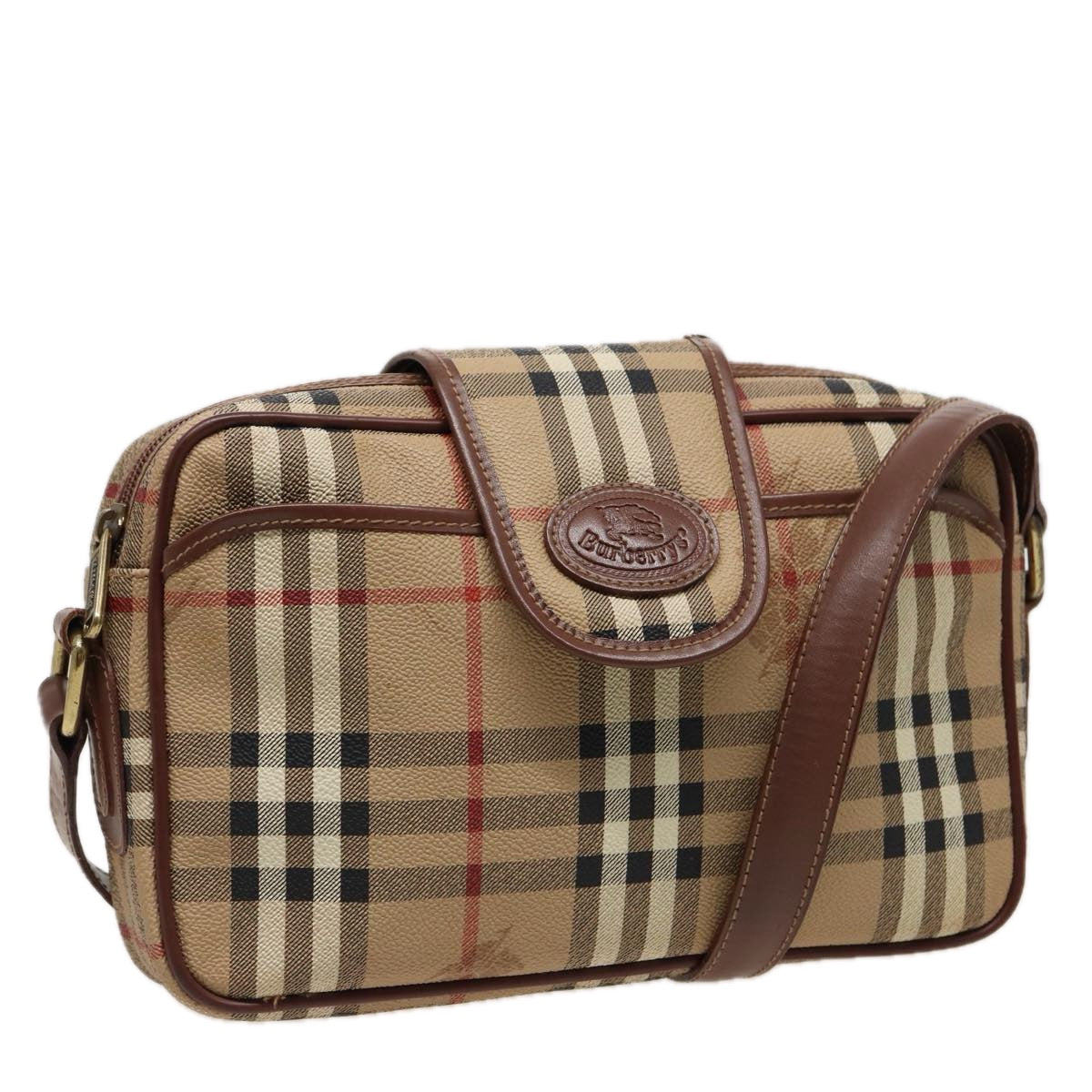 Burberry Luxury ss Nova Check Shoulder Bag Pvc Auth Leather Beige Beige Auth Mr288
