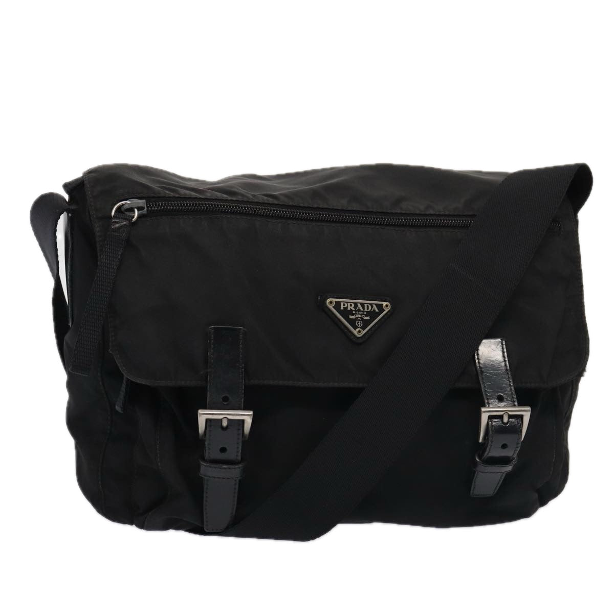 Prada Shoulder Bag Auth Nylon Black Black Auth Mr349