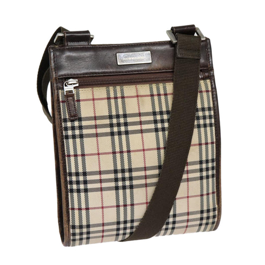 Burberry Luxury Nova Check Shoulder Bag Auth Mr422 Leather Canvas Brown