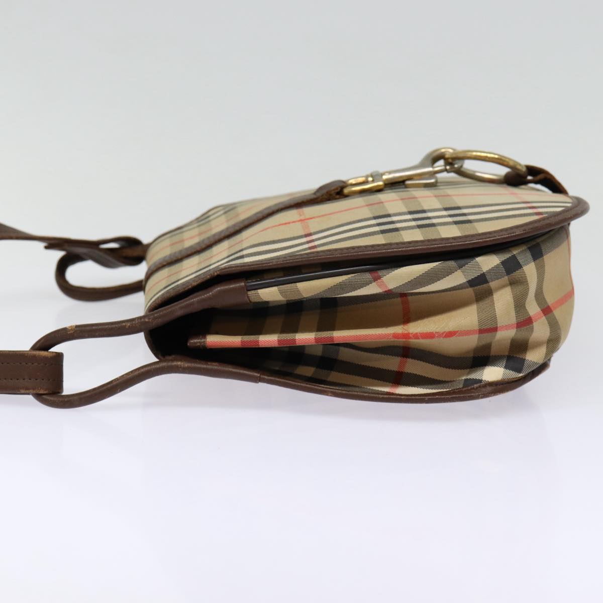 Burberry Luxury ss Nova Check Shoulder Bag Auth Leather Canvas Brown