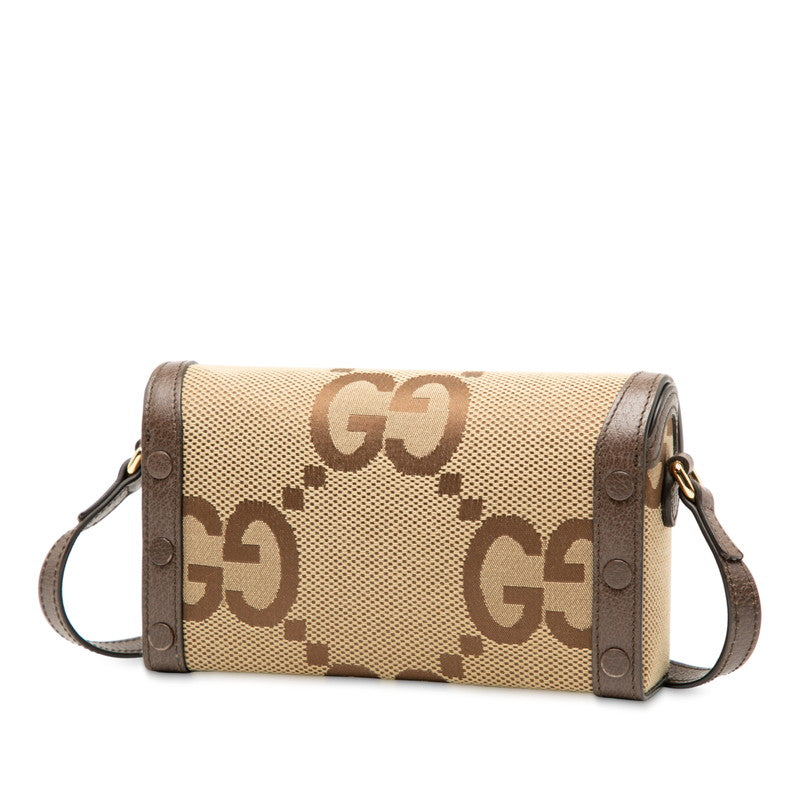 Gucci Jumbo Horsebit Shoulder Bag Leather Canvas