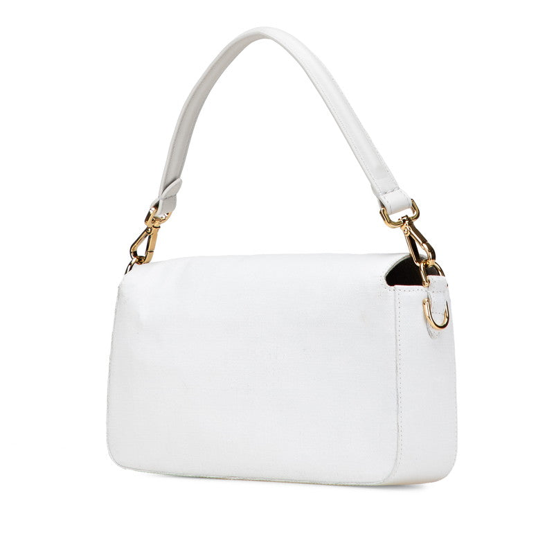 Fendi Baguette Linen 2Way Bag Leather Shoulder Bag