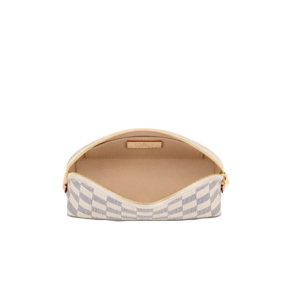 Louis Vuitton Pouch N60024 Damier Azur Pochette Leather Canvas White Clutch Bag