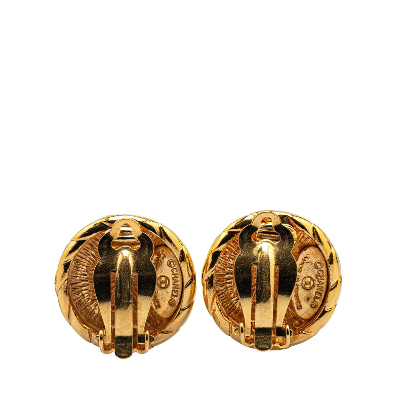 Gold Plated Coco Mark Round Earrings Jewelry Signature