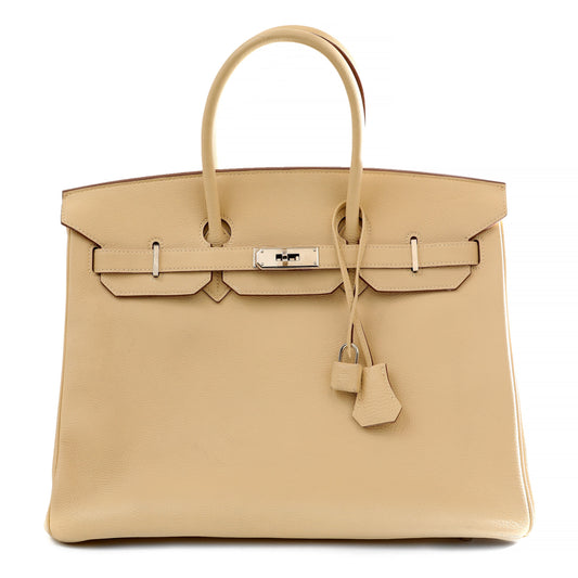 Hermes Parchment Togo Birkin W Palladium Hardware Handbag Travel Bag