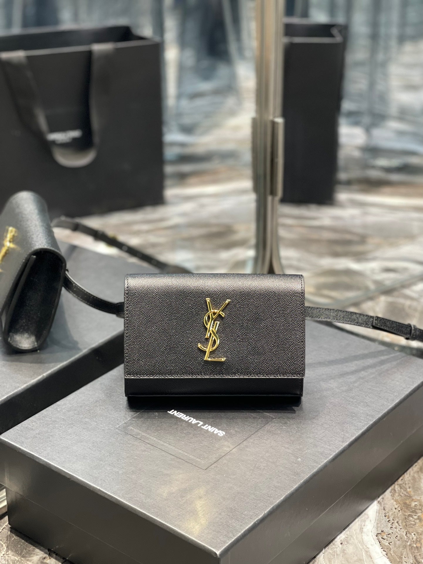YSL Saint Laurent Kate Belt , ’s 7in Black Accessory Ysl 534395Bow0J1000