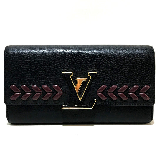 Louis Vuitton Folded M62076 Taurillon Clemence Taurillon Leather Black Wallet Case