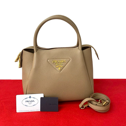 Prada Daino 2Way Handbag Vitello Travel Bag