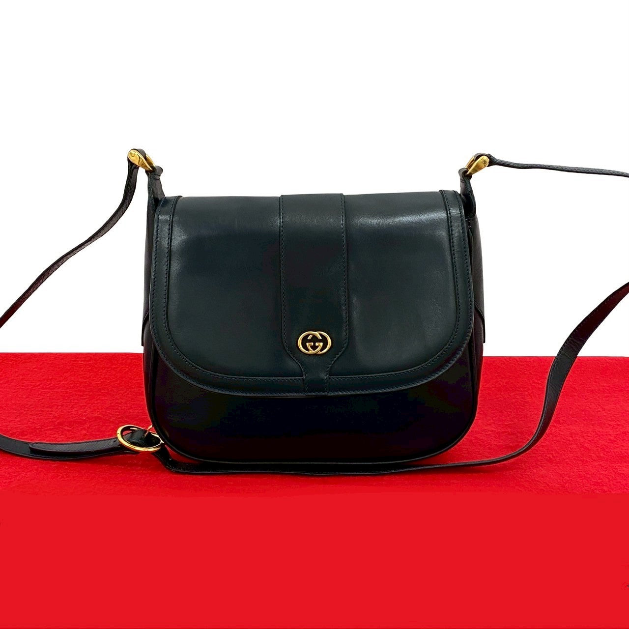 Gucci Old Calf Shoulder Bag Leather Logo