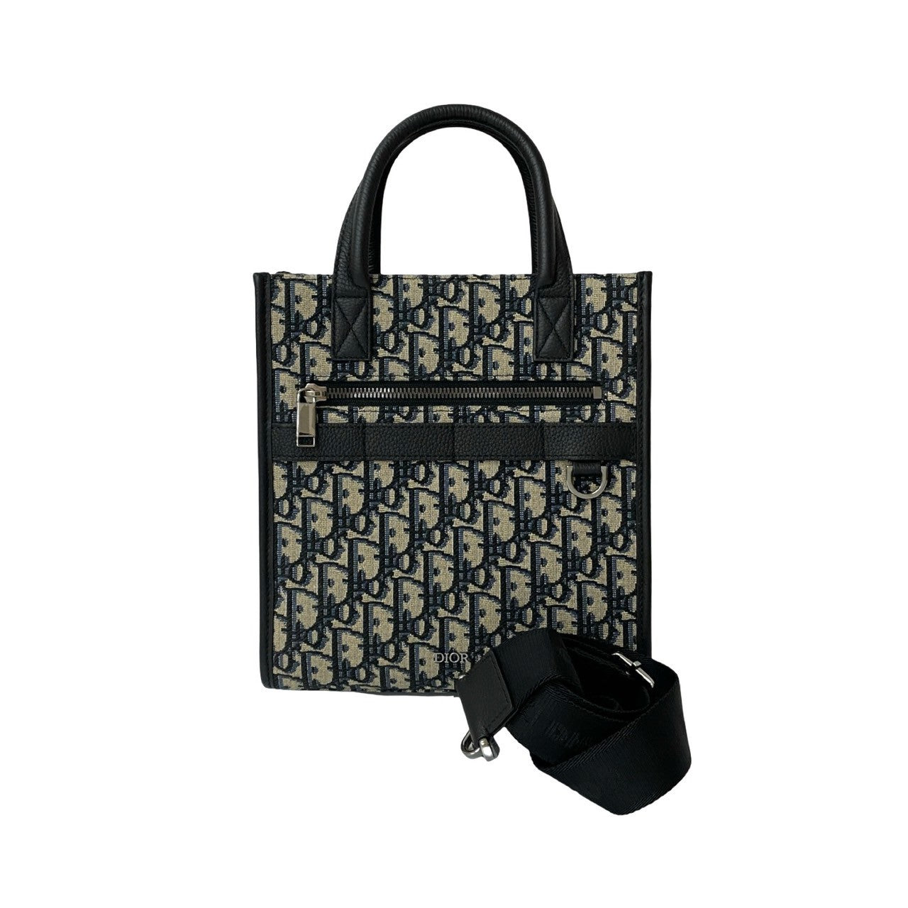 Dior Christian Oblique 2Way Handbag Leather Canvas Travel Bag