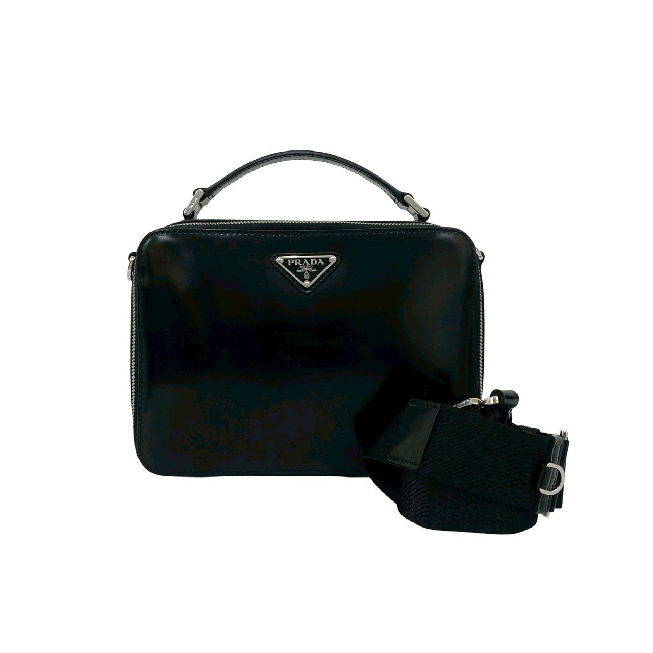 Prada 2Way Handbag Leather Patent Travel Bag