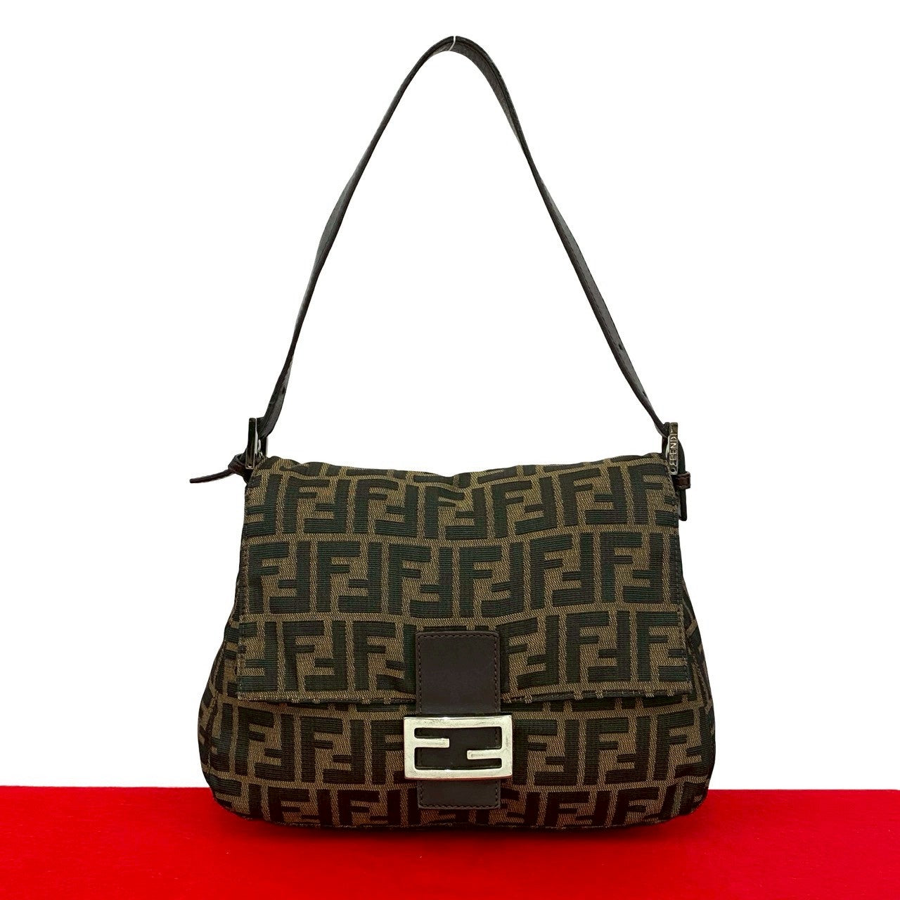 Fendi Zucca Ff Shoulder Bag Leather Canvas