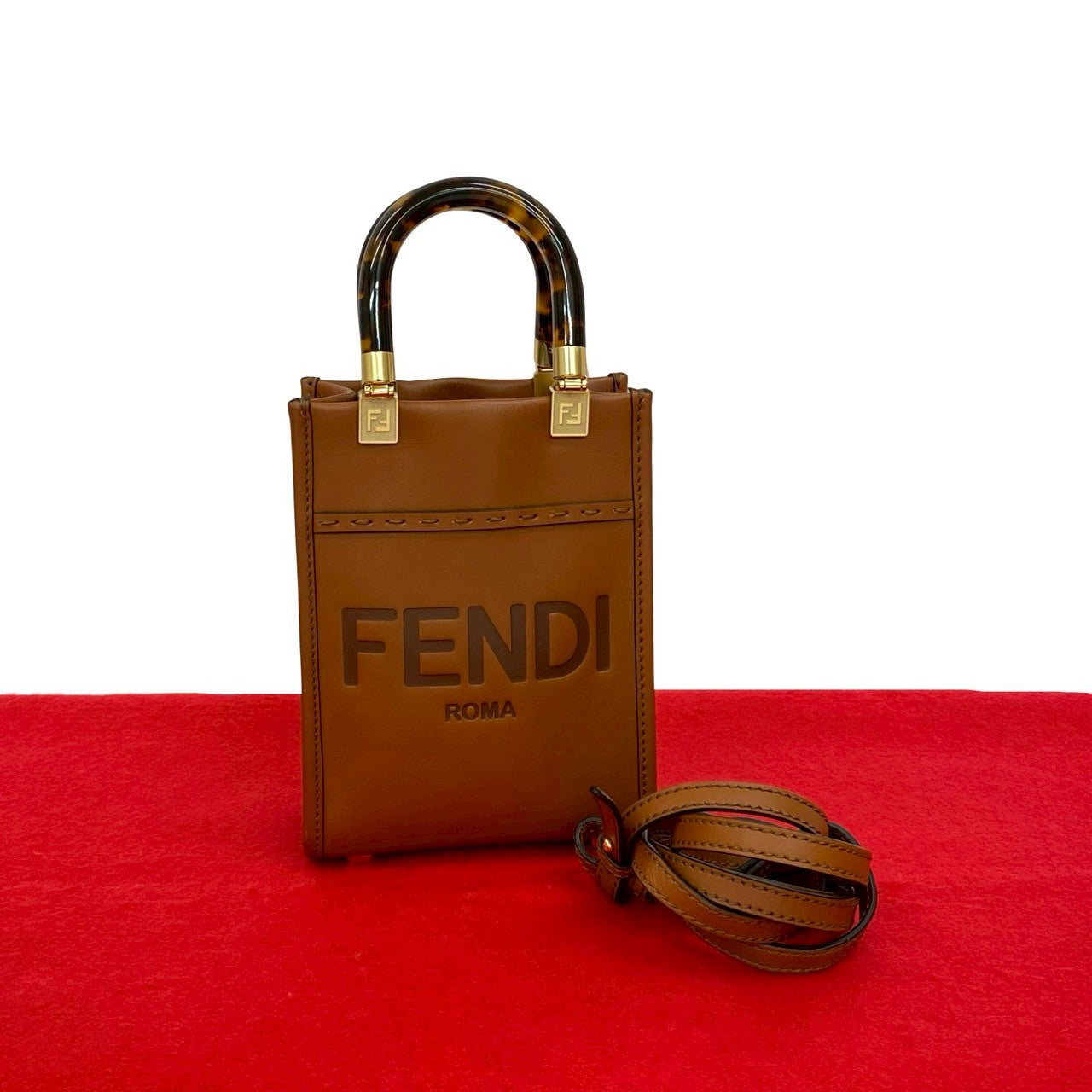 Fendi Sunshine Shopper 2Way Bag Leather Travel Bag