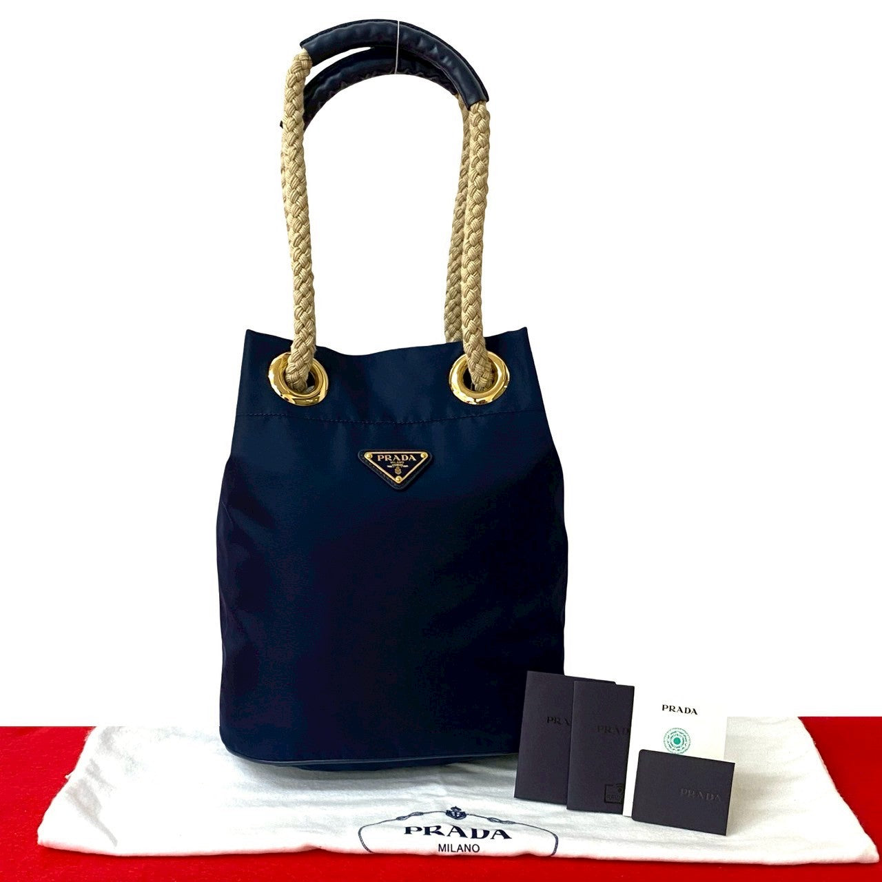 Prada 2Way Bag Leather Nylon Travel Bag 2Way Bag 2