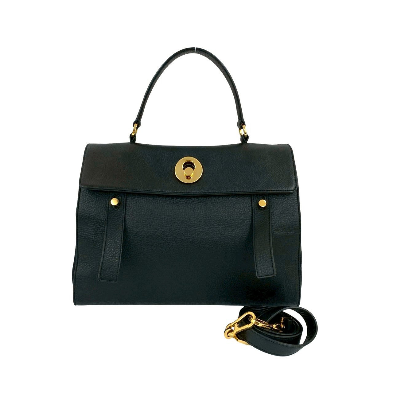 YSL Saint Laurent Paris Two 2Way Handbag Leather Travel Bag