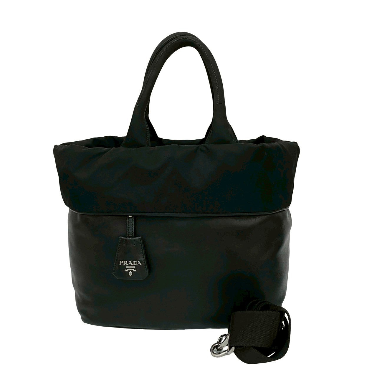 Prada 2Way Handbag Leather Nylon Travel Bag