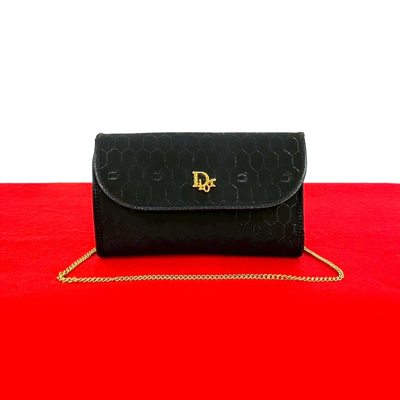 Dior Christian Honeycomb Shoulder Bag Leather Canvas